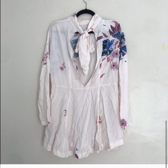 FREE PEOPLE Gemma Floral Bow Long Sleeve Tunic Dress - Picture 6 of 8